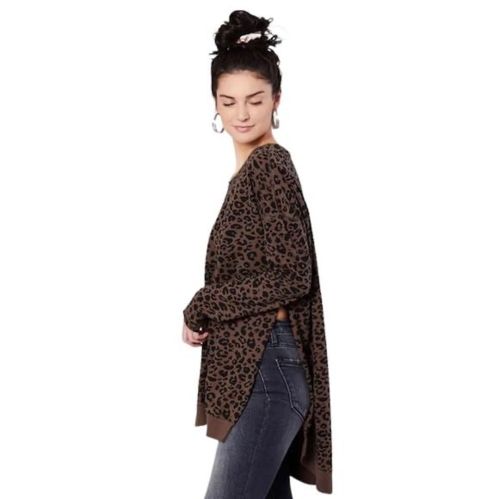 Z Supply Weekender Leopard Sweatshirt Sz S